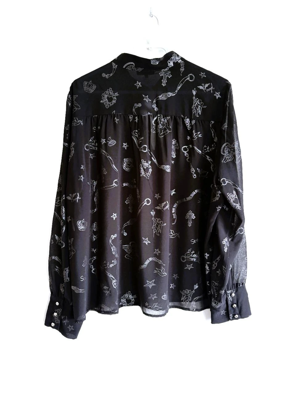 Blusa transparente Caroline Biss – tamanho 46 – detalhes prateados e botões de bola – photo 10
